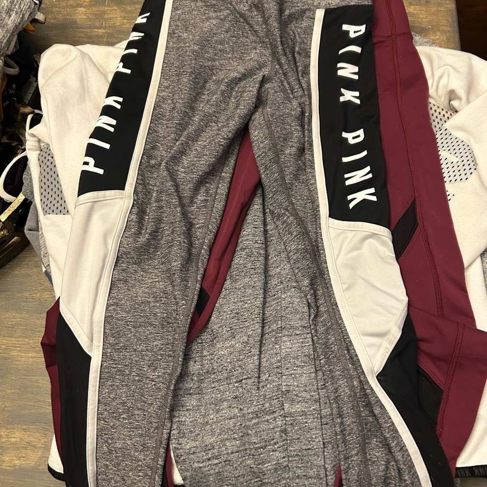 Grey White and Black PINK leggings